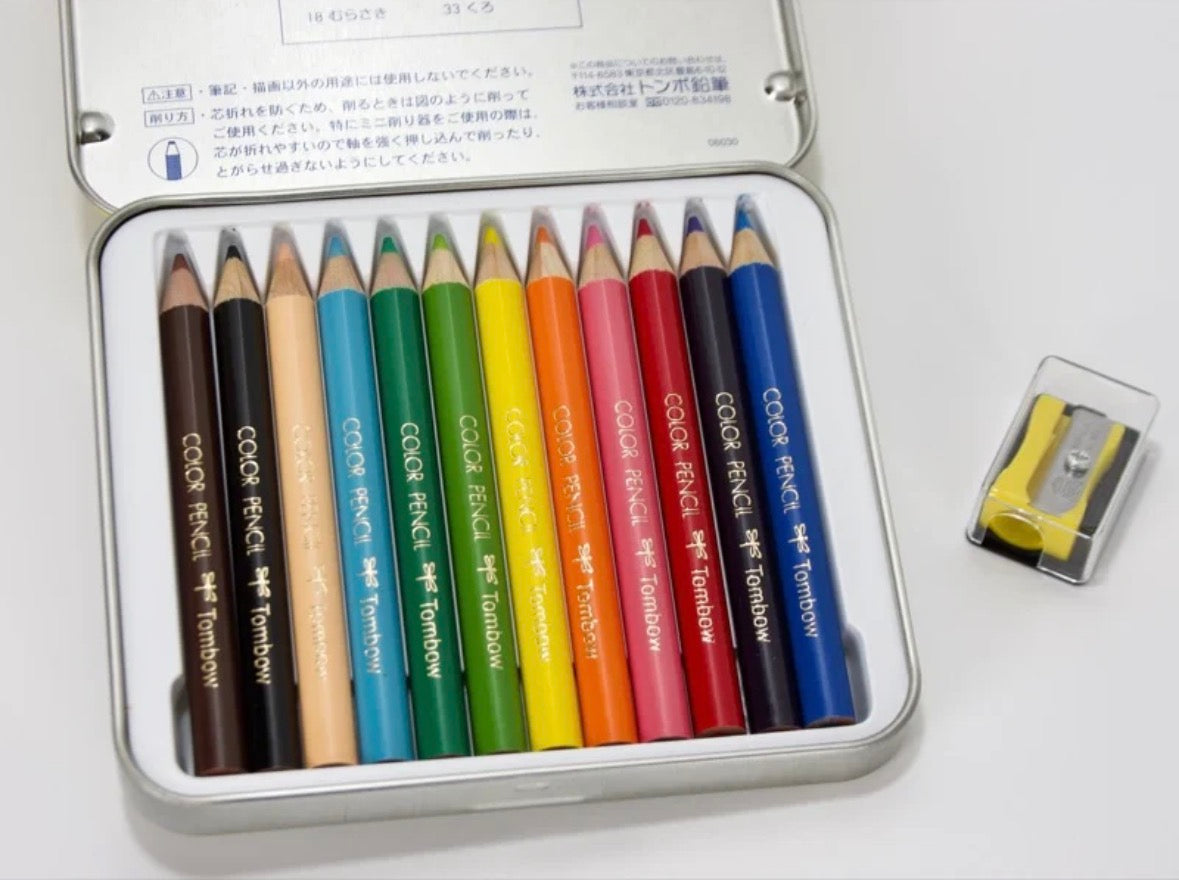 Tombow 12 Colour Mini Pencils with Sharpener